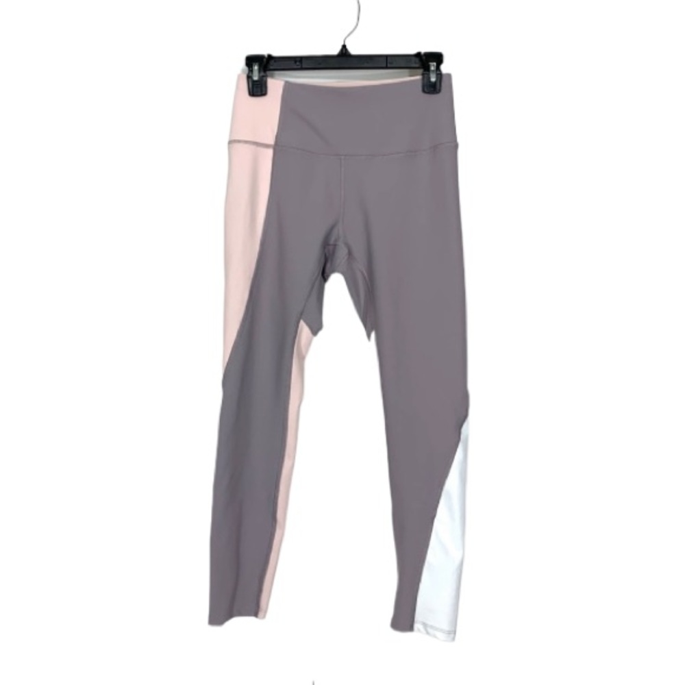 Apana Pastel Light Gray Blush Pink & White Colorblock Leggings Nwot Size Small